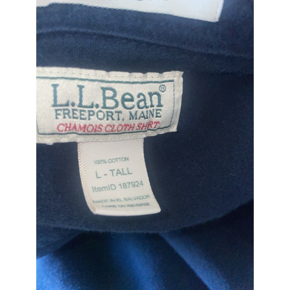 Vtg LL Bean USA Mens Button Up LS Chamois Cloth Flannel Shirt Green Size Lg Tall - Picture 5 of 6
